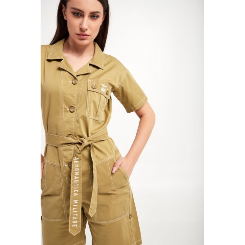 Short jumpsuit in stretch satin